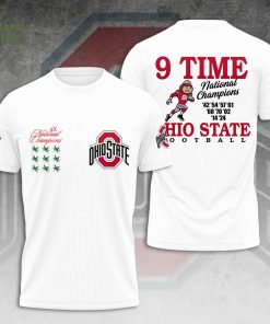 Ohio State Buckeyes 9-Time National Champions Football 3D T-Shirt – Limited Edition