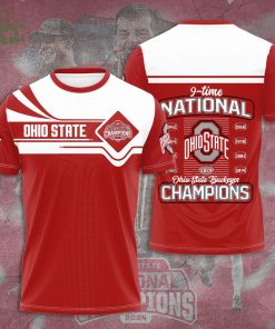 Ohio State Buckeyes 9-Time National Football Champions 3D T-Shirt