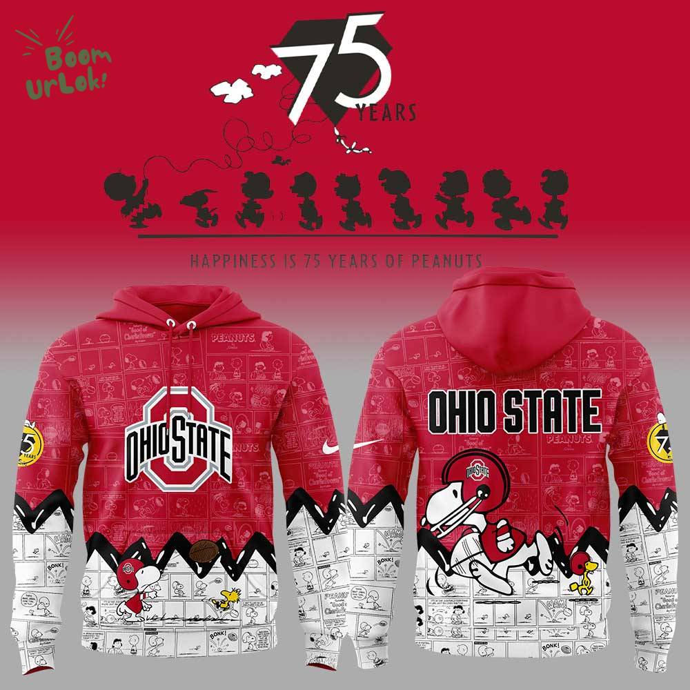 Ohio State Football 75th Anniversary of Peanuts Hoodie - College Football Fan Gear Ohio State Football 75th Anniversary of Peanuts Hoodie - College Football Fan Gear