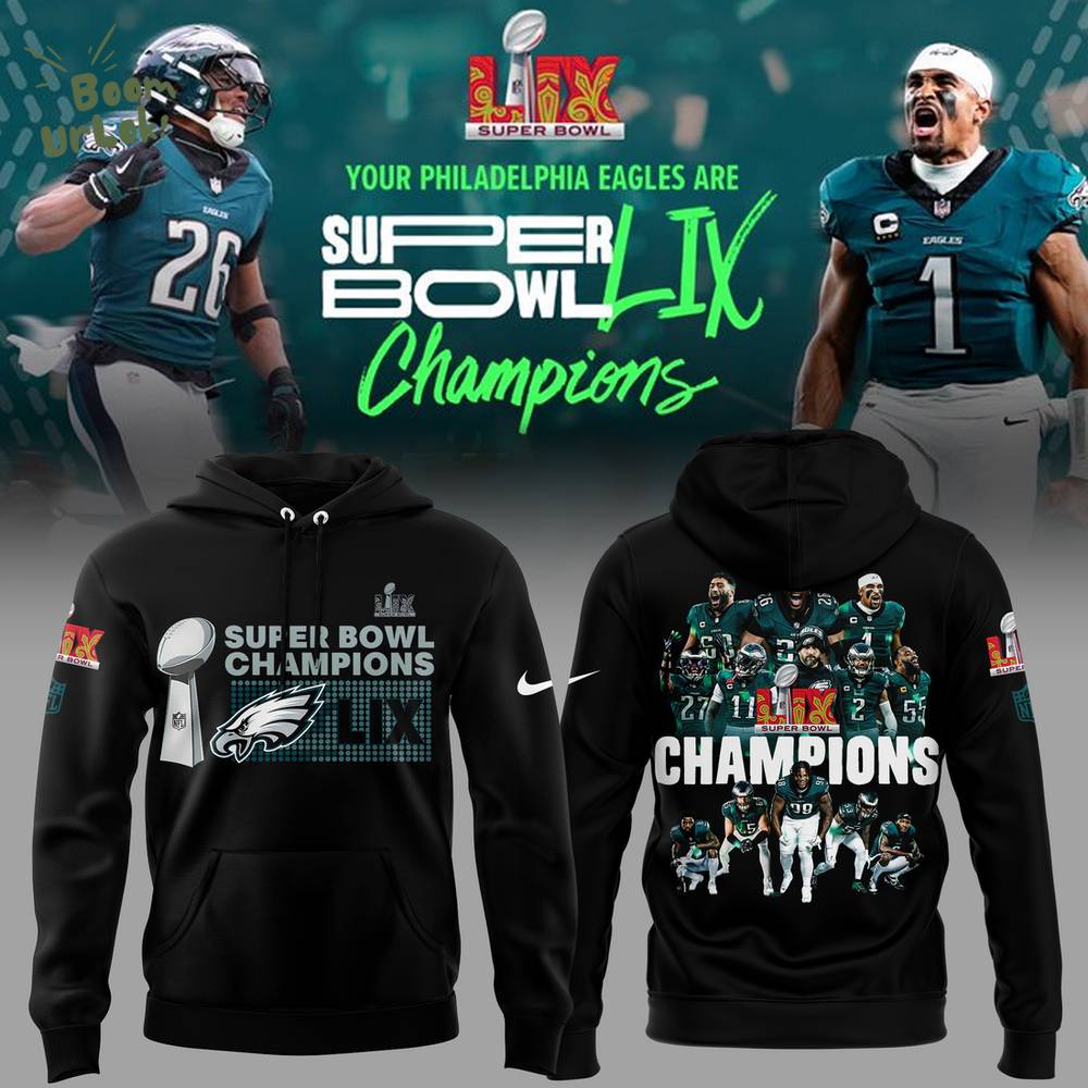 Philadelphia Eagles Super Bowl LIX Limited Edition Black Hoodie – Champions Edition Philadelphia Eagles Super Bowl LIX Limited Edition Black Hoodie – Champions Edition