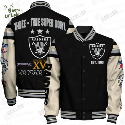 Raider 3-Time Super Bowl NFL Print Varsity Jacket – American Football Jacket