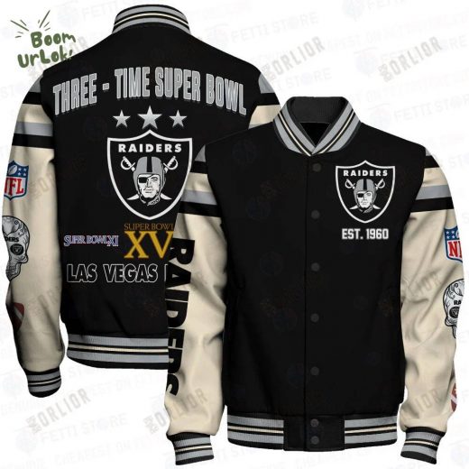 Raider 3-Time Super Bowl NFL Print Varsity Jacket – American Football Jacket