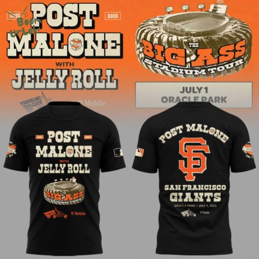 San Francisco Giants MLB 2025 Limited Edition Giants x Post Malone Big Ass Stadium Tour Black T-Shirt – Music & Sports Fans Gear