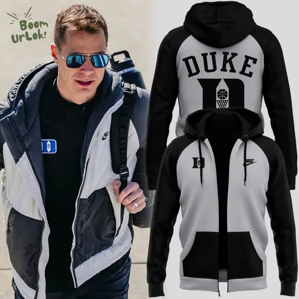 Special Duke New Coach Jon Scheyer Black Grey Zip Hoodie Limited Edition Special Duke New Coach Jon Scheyer Black Grey Zip Hoodie Limited Edition