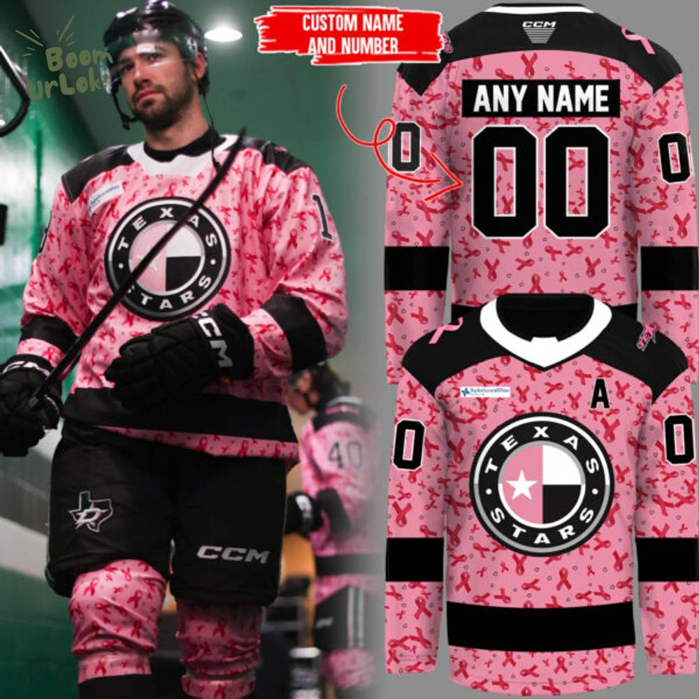 Texas Stars ECHL 2025 Limited Fight Cancer Custom Jersey Texas Stars ECHL 2025 Limited Fight Cancer Custom Jersey