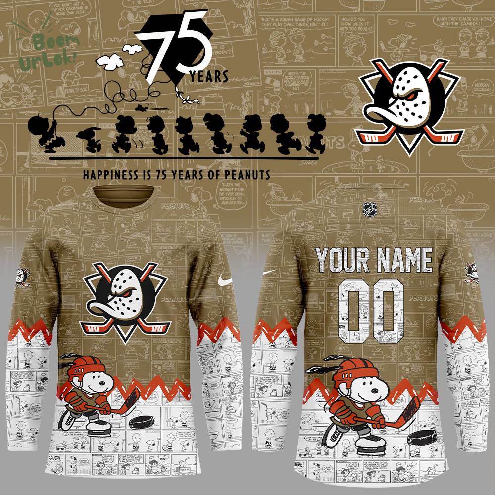 Anaheim Ducks 75th Anniversary of Peanuts Hockey Jersey Anaheim Ducks 75th Anniversary of Peanuts Hockey Jersey