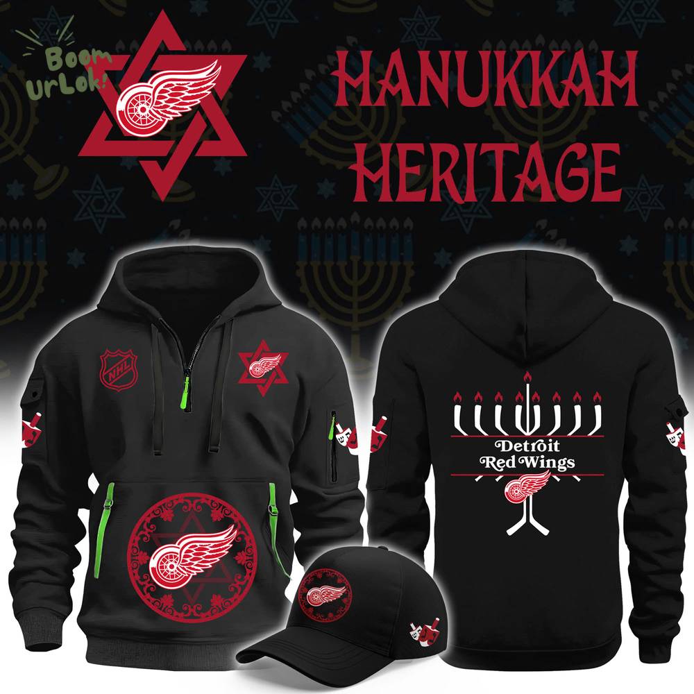 Detroit Red Wings Hanukkah Heritage Black Hoodie Detroit Red Wings Hanukkah Heritage Black Hoodie