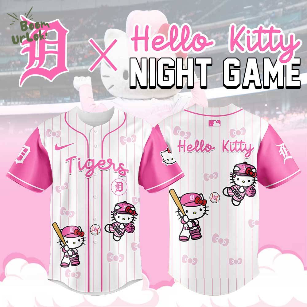Detroit Tigers x Hello Kitty Night Game Pink Logo Baseball Jersey Detroit Tigers x Hello Kitty Night Game Pink Logo Baseball Jersey