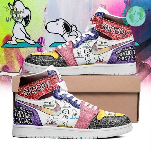 Snoopy Sneaker today i will not stress over the thing can not control Personalized AJ1 Shoes For Men And Women