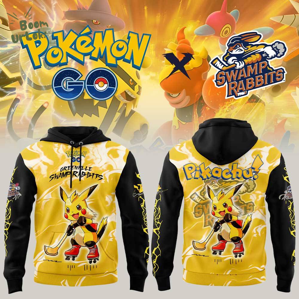 Greenville Swamp Rabbits x Pokémon Pikachu GO Hoodie Greenville Swamp Rabbits x Pokémon Pikachu GO Hoodie