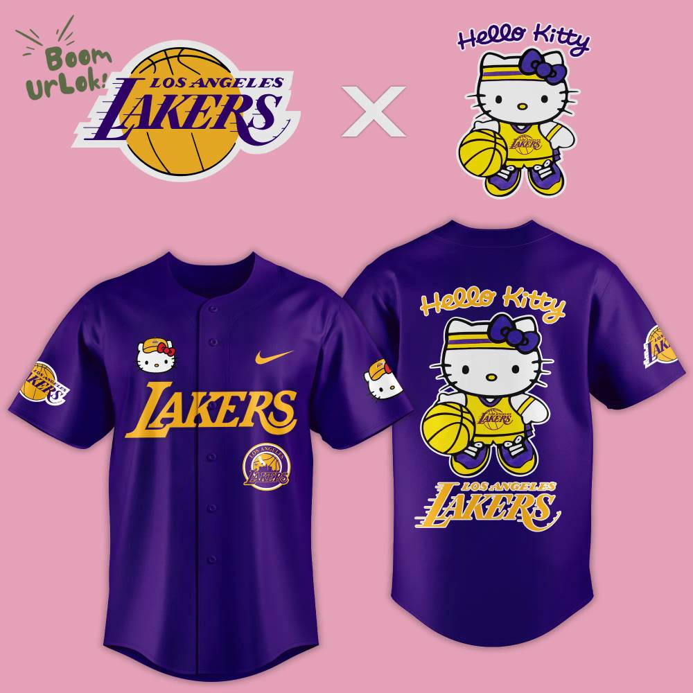 Los Angeles Lakers x Hello Kitty 2024-2025 Season Baseball Jersey Los Angeles Lakers x Hello Kitty 2024-2025 Season Baseball Jersey