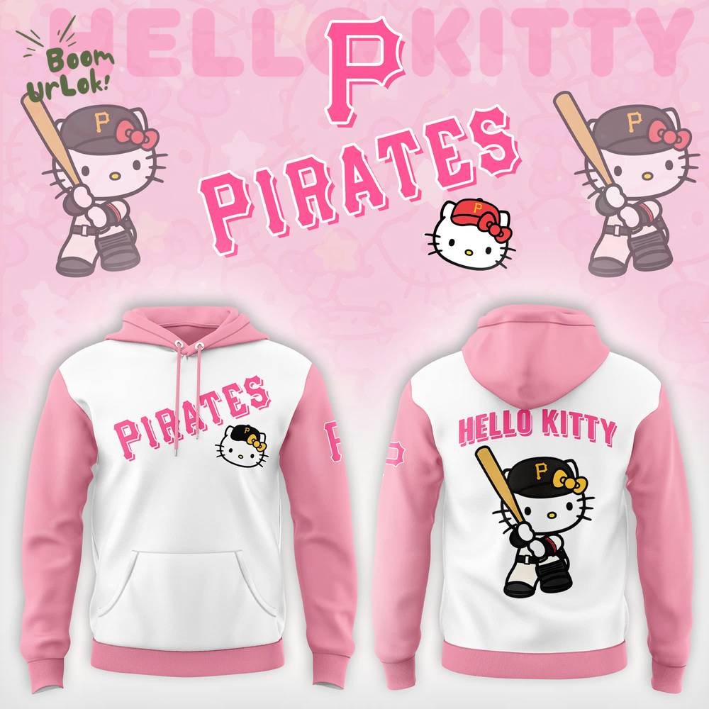 Pittsburgh Pirates X Hello Kitty Pink Hoodie 2025 Pittsburgh Pirates X Hello Kitty Pink Hoodie 2025
