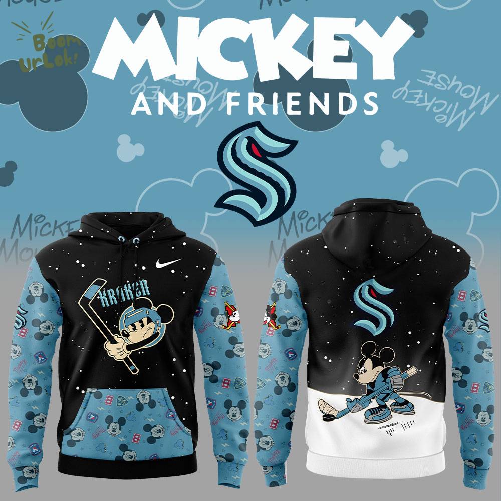 Seattle Kraken Mickey & Friends Uniform Hoodie 2025 Seattle Kraken Mickey & Friends Uniform Hoodie 2025