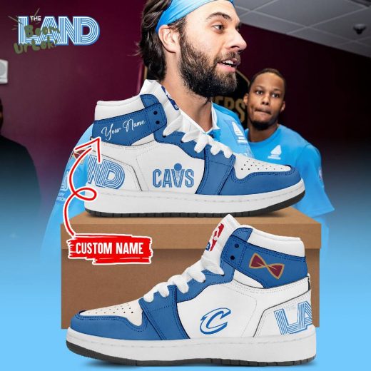 Special Edition custom name Cleveland Cavaliers blue AJ1 Sneakers