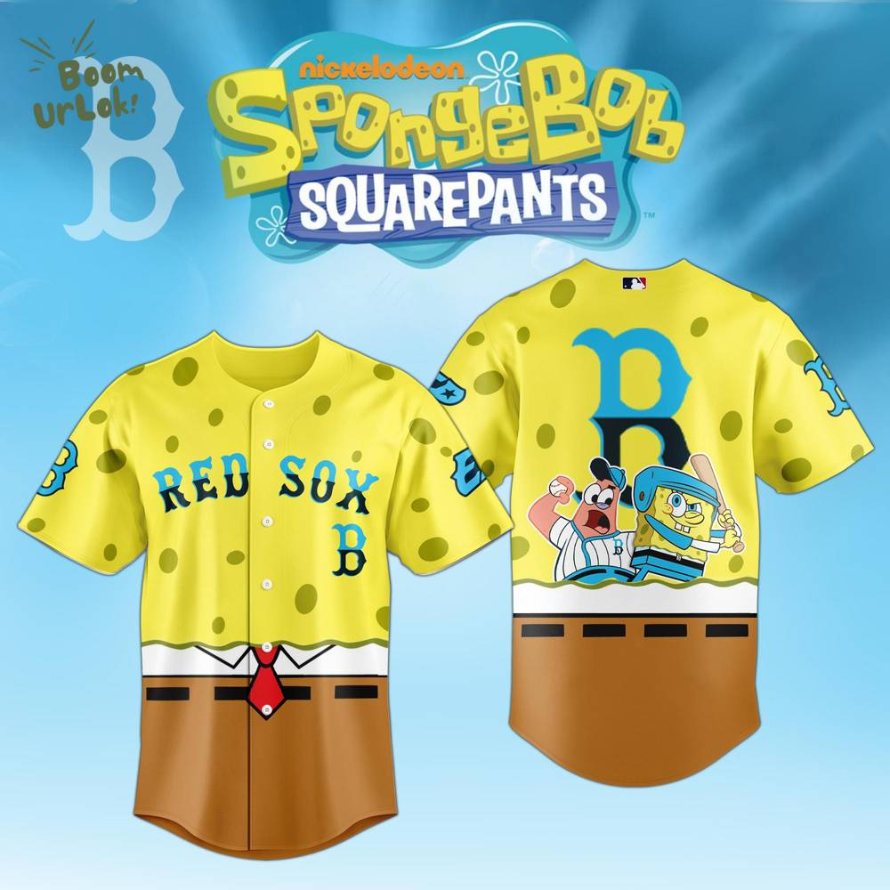 Spongebob x MLB Red Sox Limited Edition baseball Jersey 2025 Spongebob x MLB Red Sox Limited Edition baseball Jersey 2025
