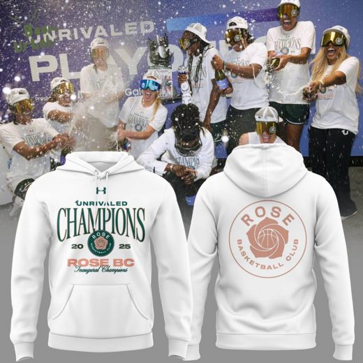 Unrivaled Rose BC Inaugural Champions 2025 WHITE HOODIE