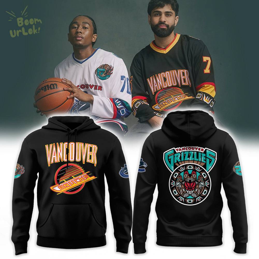 Vancouver Canucks X Grizzlies Black Vintage Skate Limited Edition Hoodie Vancouver Canucks X Grizzlies Black Vintage Skate Limited Edition Hoodie