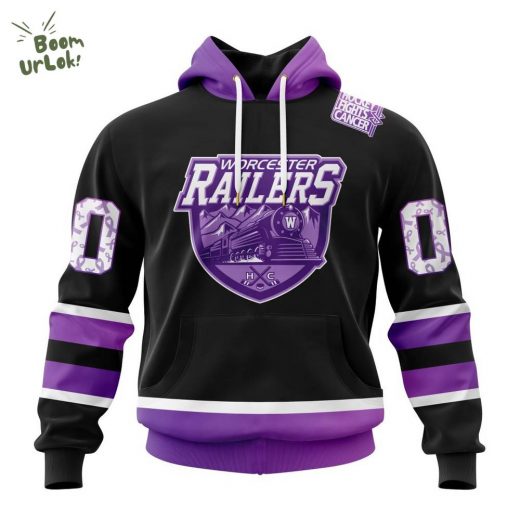 Worcester Railers Cancer Support Pink Ribbon Hoodie 2025