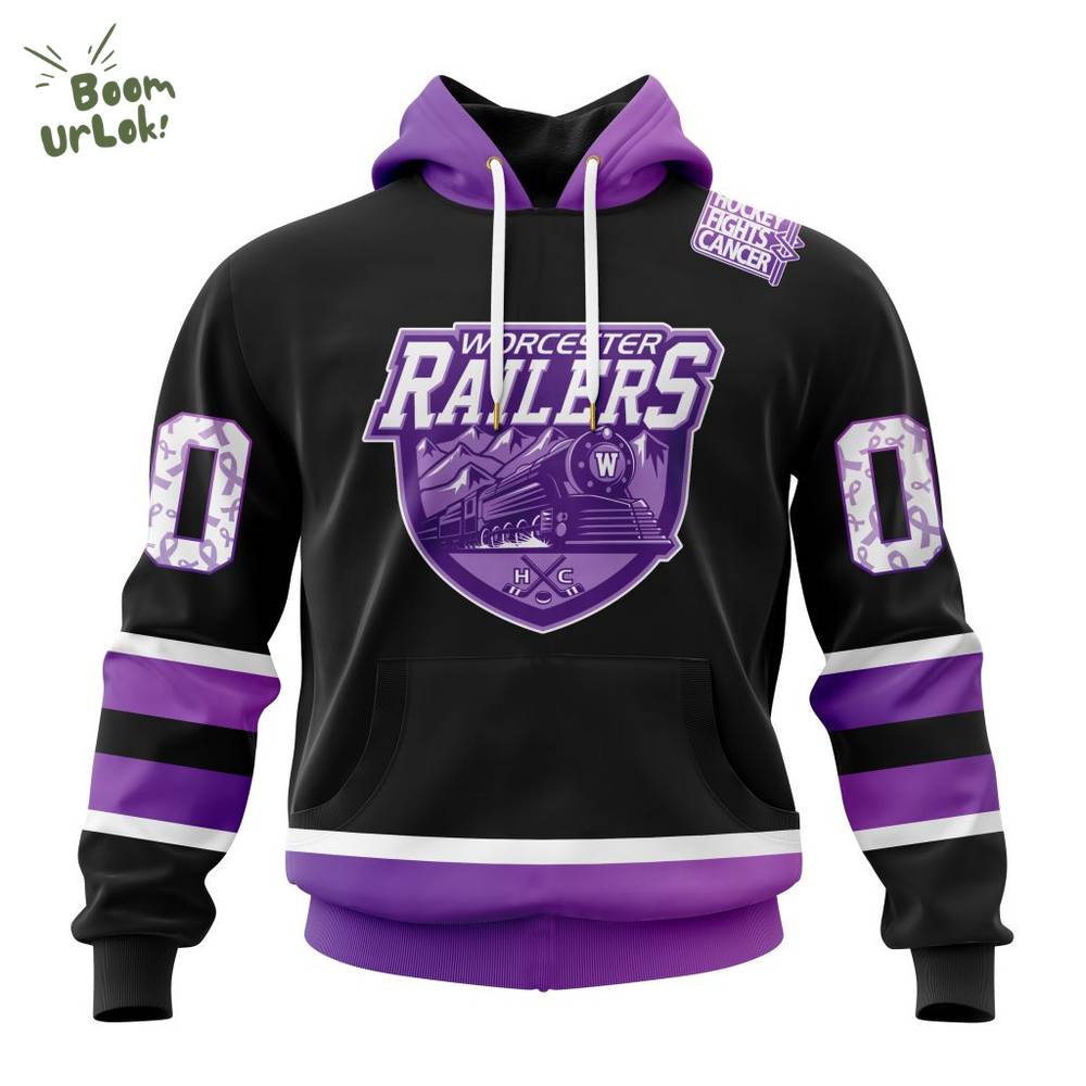 Worcester Railers Cancer Support Pink Ribbon Hoodie 2025 Worcester Railers Cancer Support Pink Ribbon Hoodie 2025