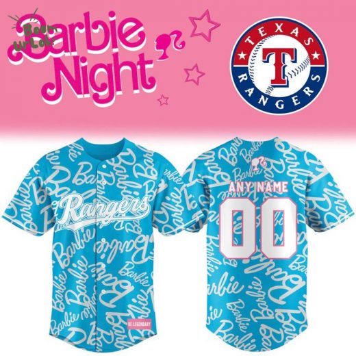 2025 Rangers x Barbie Night Game Custom Baseball Jersey Blue Version