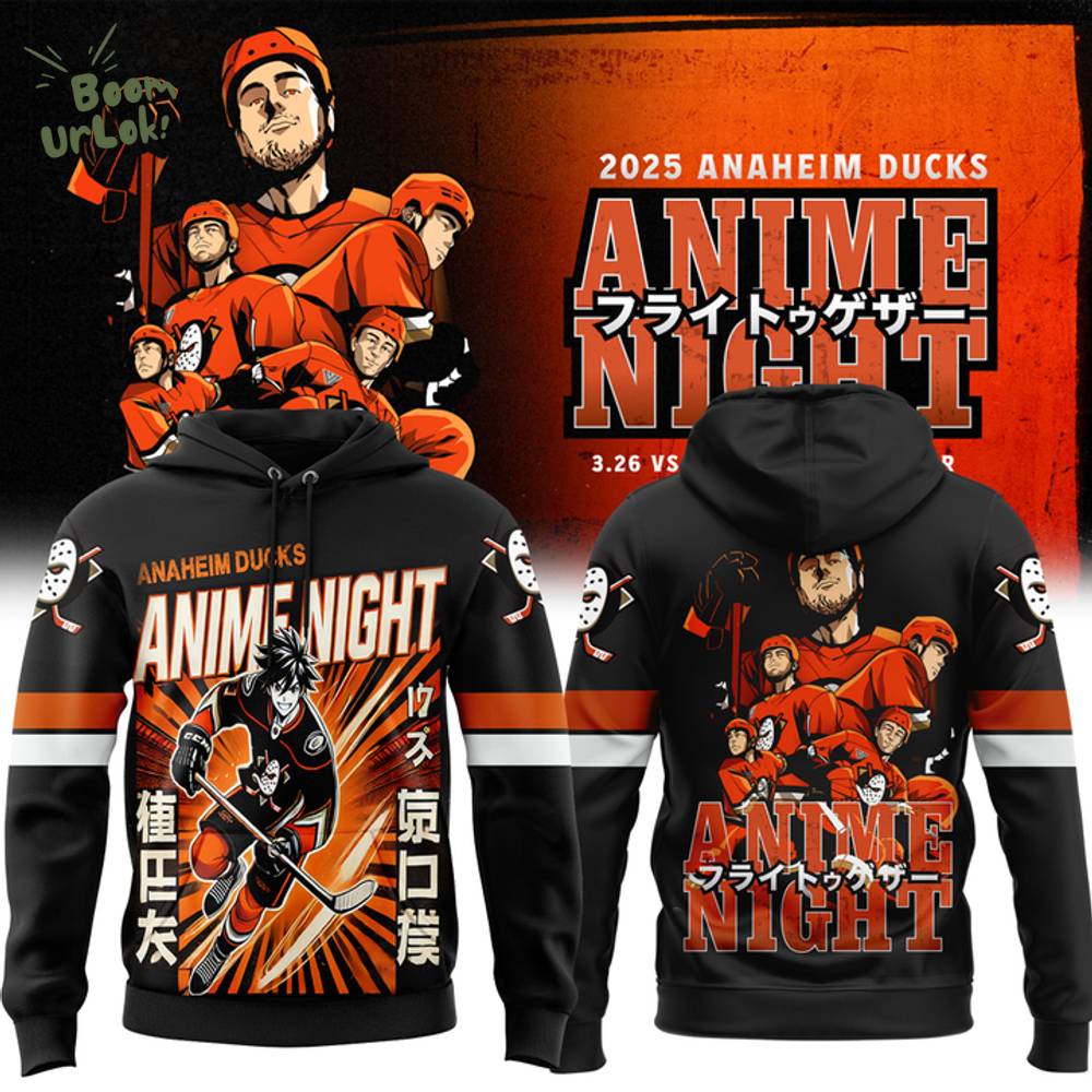 Anaheim Ducks x Anime Night Black hoodie 2025 Anaheim Ducks x Anime Night Black hoodie 2025