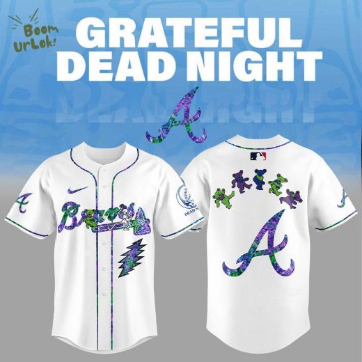 Atlanta Braves Grateful Dead Night Baseball Jersey Flat Cap Set