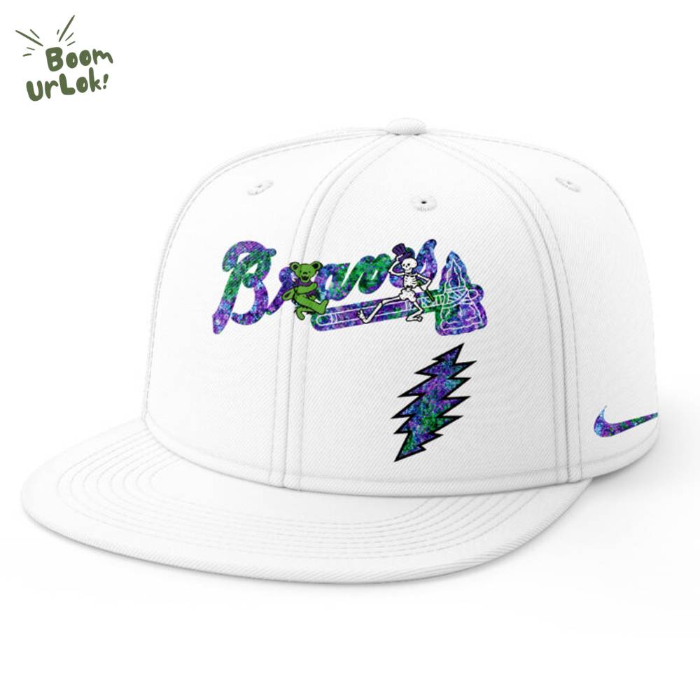 Atlanta Braves Grateful Dead Night Baseball Jersey Flat Cap Set Atlanta Braves Grateful Dead Night Baseball Jersey Flat Cap Set