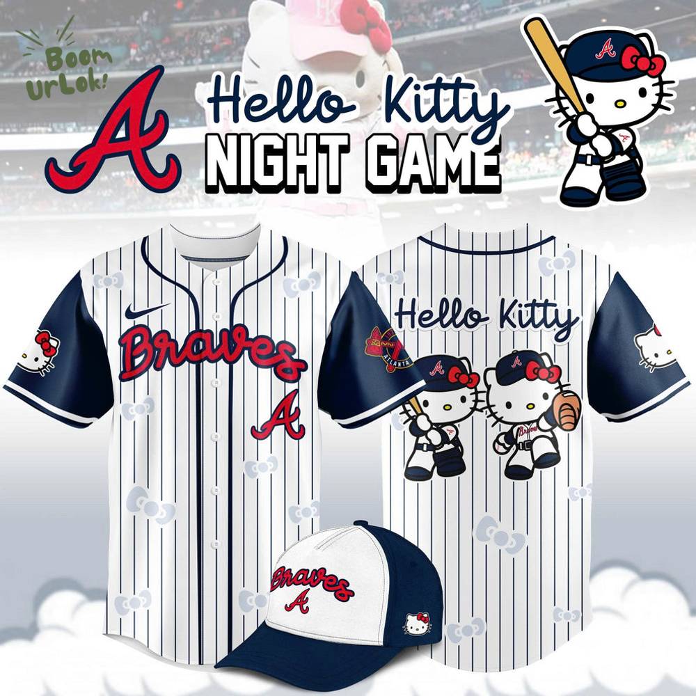 Atlanta Braves MLB x Hello Kitty Night Game baseball Jersey 2025 Atlanta Braves MLB x Hello Kitty Night Game baseball Jersey 2025