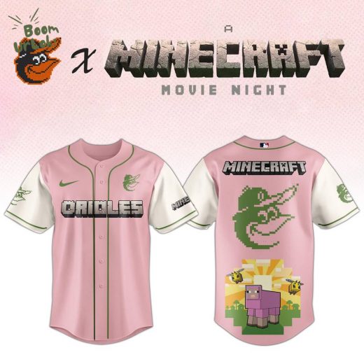 Baltimore Orioles MLB x A MINECRAFT MOVIE Night Baseball Jersey Pink Editions Limited