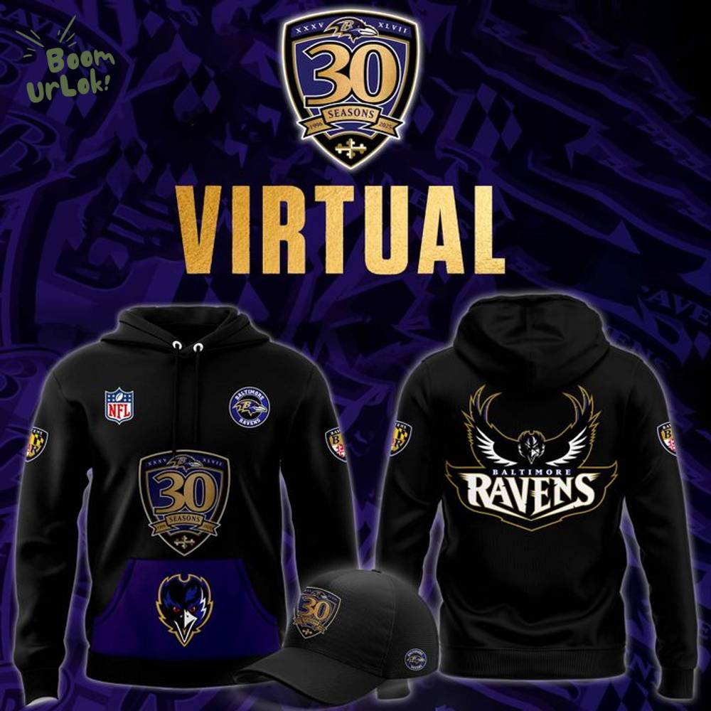 Baltimore Ravens 30th Season Virtual Hoodie Baltimore Ravens 30th Season Virtual Hoodie