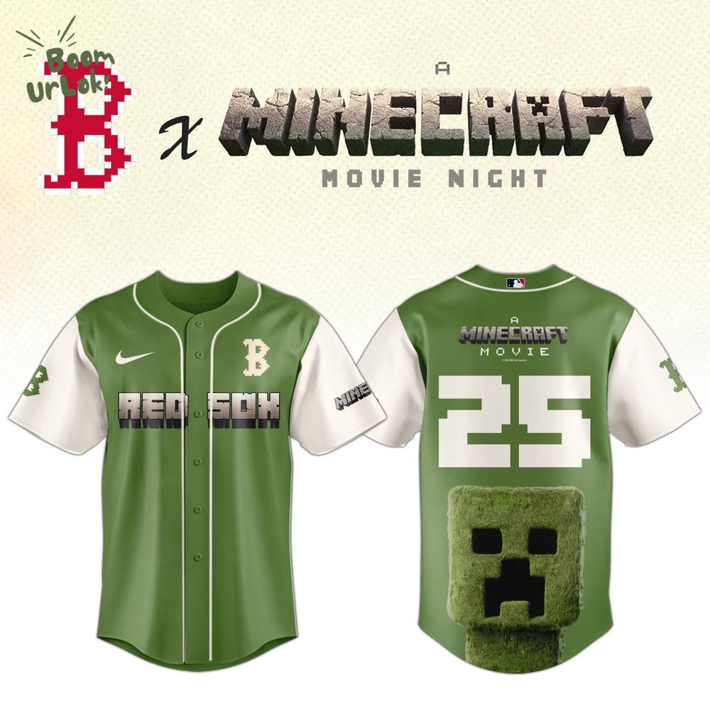 Boston Red Sox MLB x A MINECRAFT MOVIE Night Baseball Jersey Editions Limited Boston Red Sox MLB x A MINECRAFT MOVIE Night Baseball Jersey Editions Limited