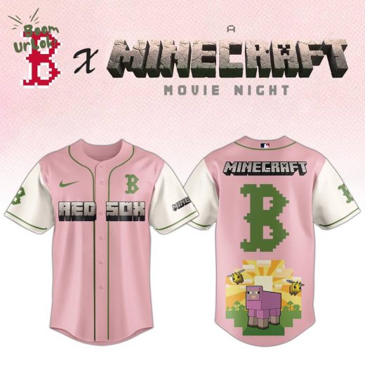 Boston Red Sox MLB x A MINECRAFT MOVIE Night Baseball Jersey Pink Editions Limited