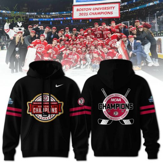 Boston University Terriers men’s ice hockey National Champions 2025 Black Hoodie