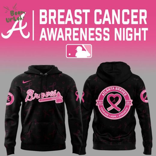 Braves x Cancer Awareness Night 2025 Black Hoodie