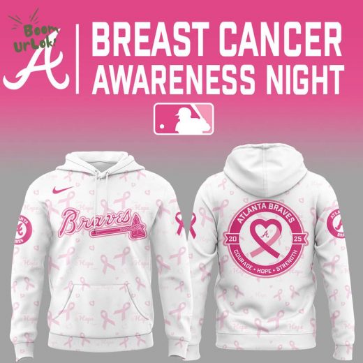 Braves x Cancer Awareness Night 2025 White Hoodie