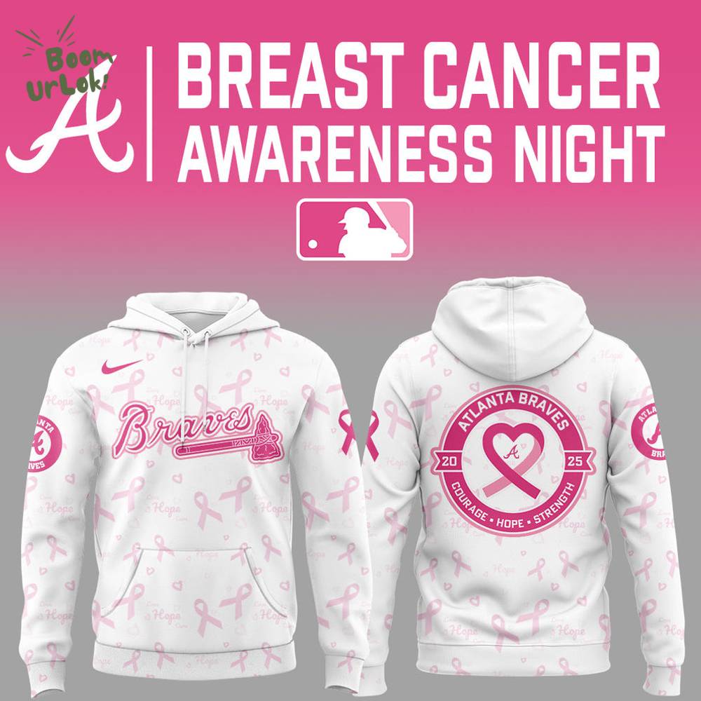 Braves x Cancer Awareness Night 2025 White Hoodie Braves x Cancer Awareness Night 2025 White Hoodie