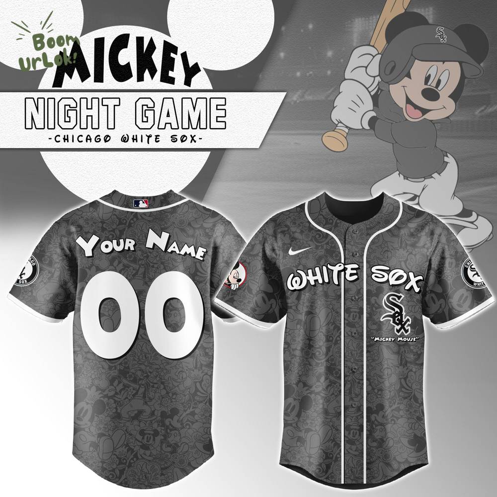 Chicago White Sox x Mickey Night Game Baseball Jersey Custom Name Chicago White Sox x Mickey Night Game Baseball Jersey Custom Name