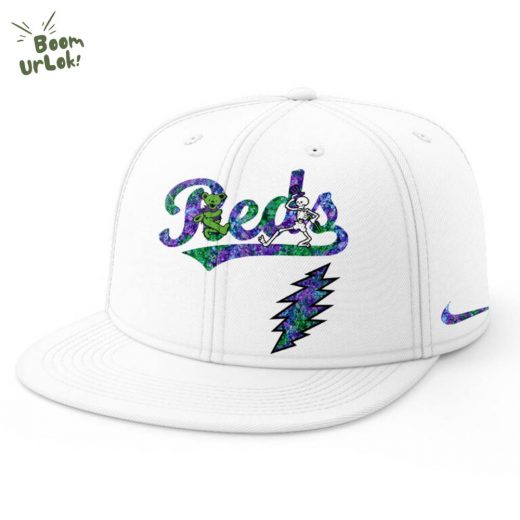 Cincinnati Reds Grateful Dead Night Baseball Jersey Flat Cap Set