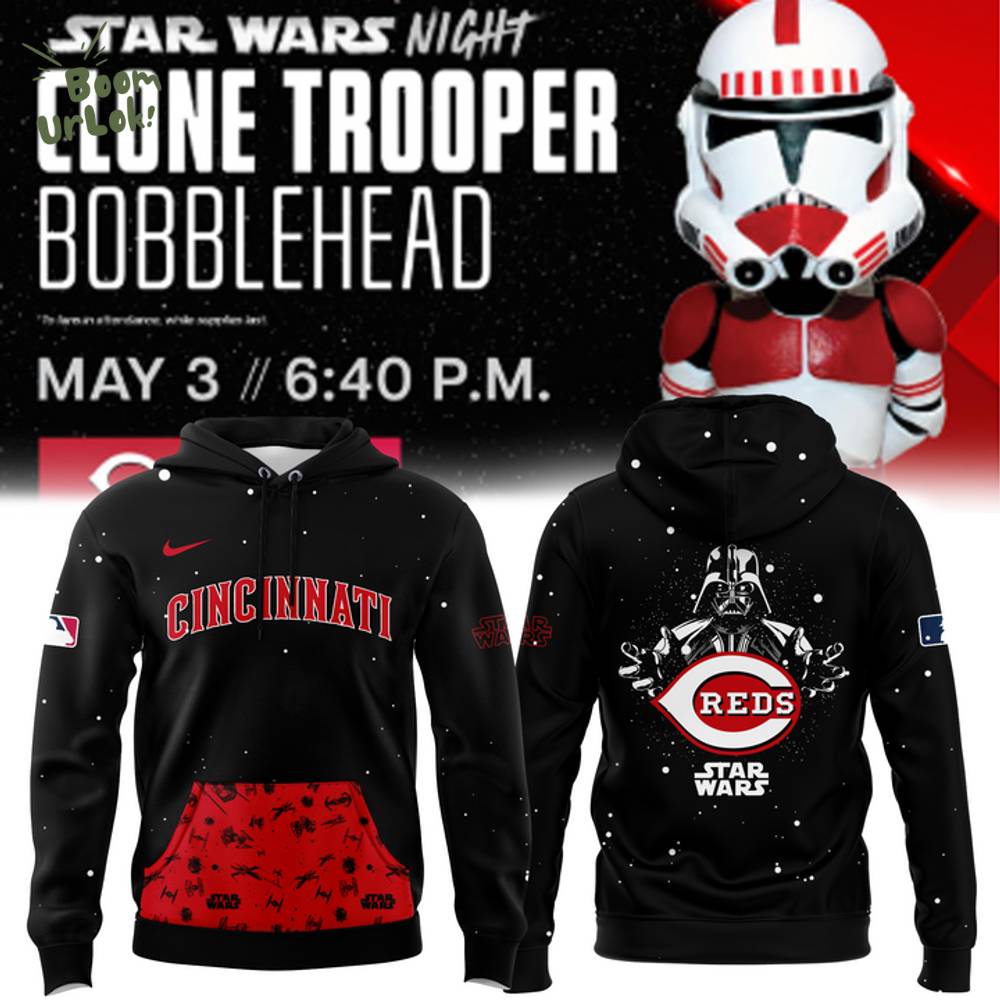 Cincinnati Reds x Star Wars Clone Trooper Bobblehead Hoodie 2025 Cincinnati Reds x Star Wars Clone Trooper Bobblehead Hoodie 2025