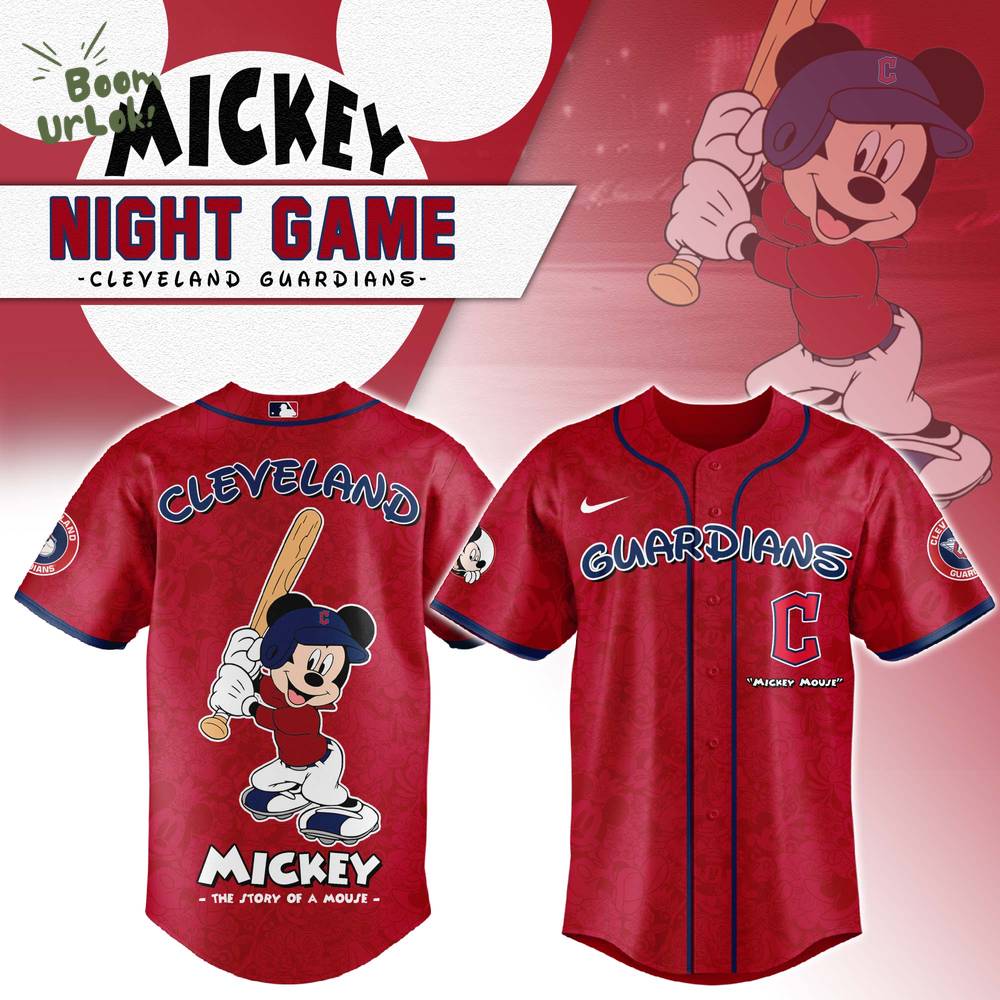 Cleveland Guardians x Mickey Night Game Baseball Jersey Cleveland Guardians x Mickey Night Game Baseball Jersey