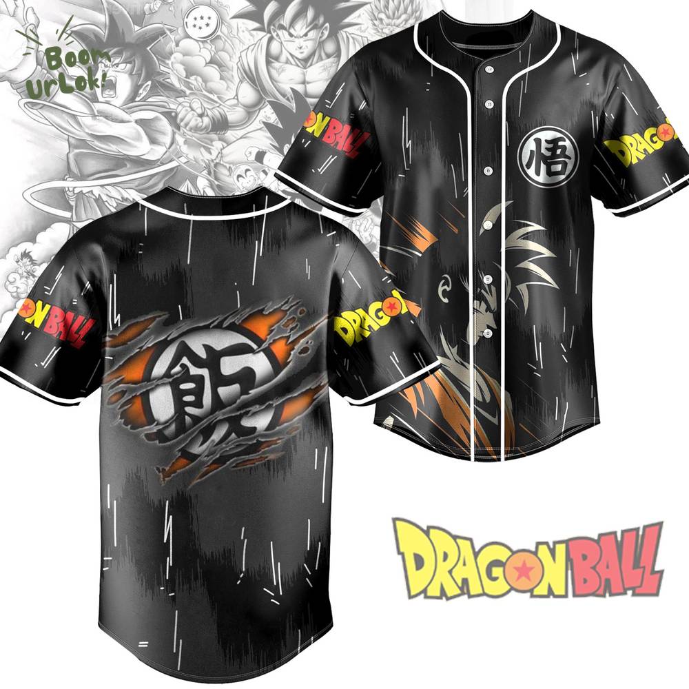 Dragon Ball Baseball Jersey - Goku Kanji悟 Shirt - Anime Streetwear Jersey Dragon Ball Baseball Jersey - Goku Kanji悟 Shirt - Anime Streetwear Jersey