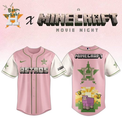 Houston Astros MLB x A MINECRAFT MOVIE Night Baseball Jersey Pink Editions Limited