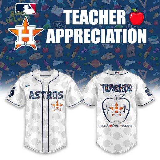 Houston Astros TEACHER White Baseball Jersey