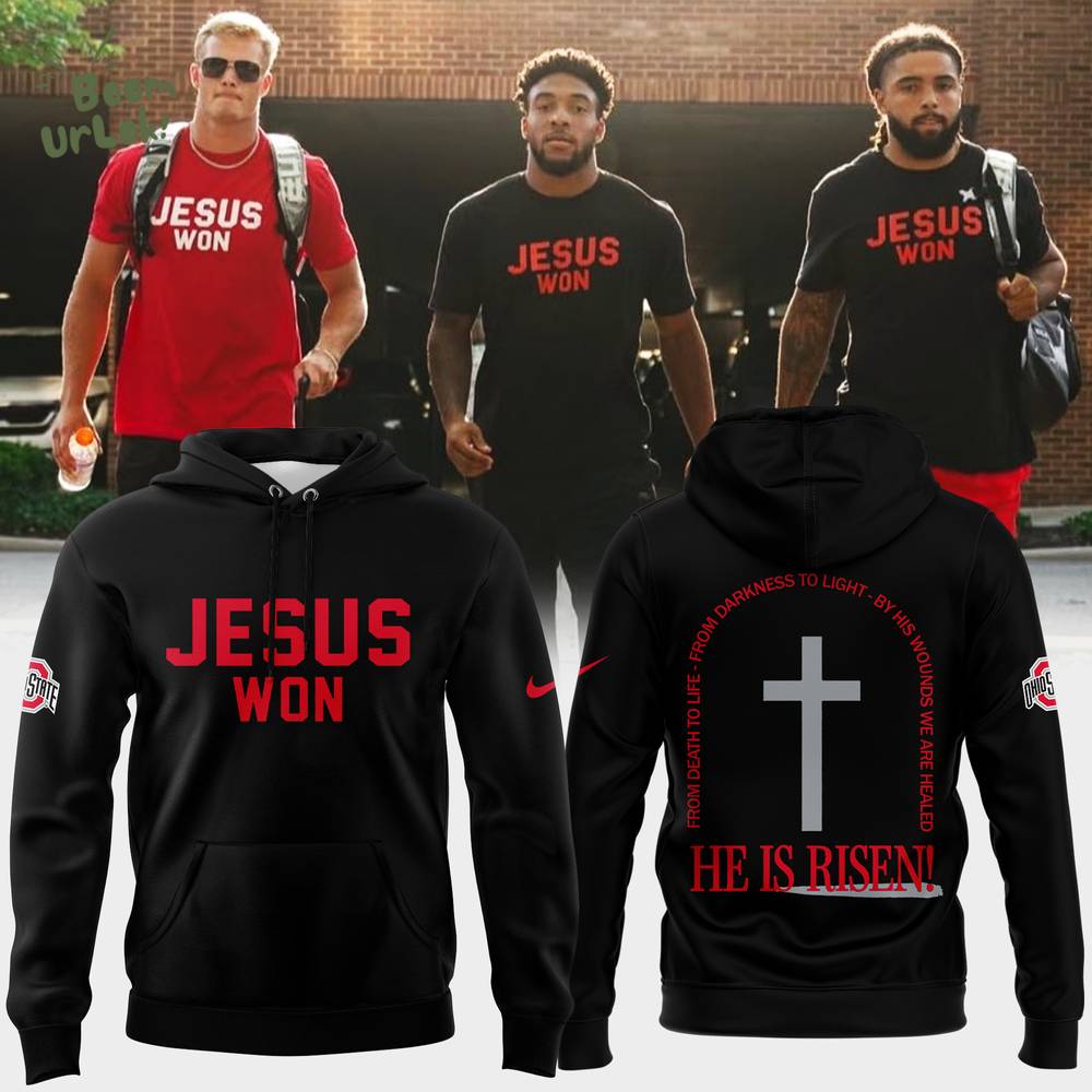 JESUS WON He Is Risen Black Hoodie 2025 JESUS WON He Is Risen Black Hoodie 2025