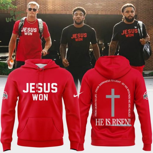 JESUS WON He Is Risen Red Hoodie 2025