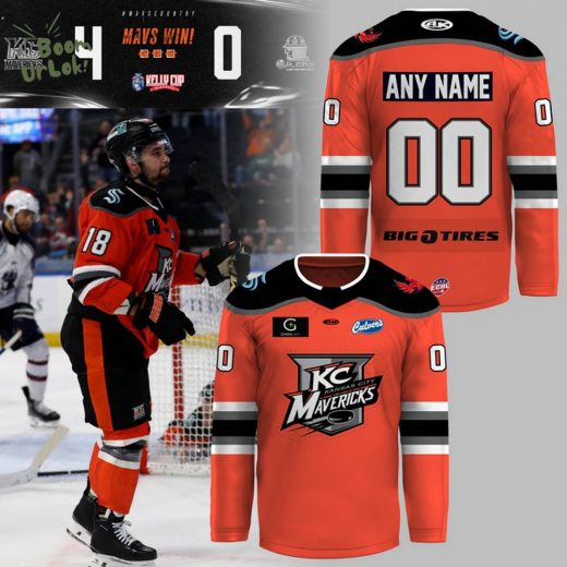Kansas City Mavericks Hockey Jersey 2025 Kelly Cup Playoffs New Design