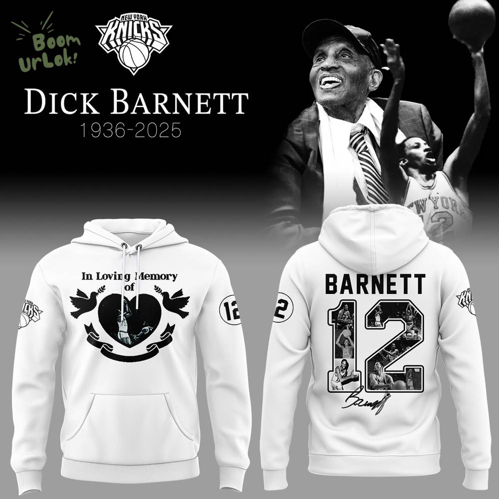 Knicks In Loving Memory of Dick Barnett 2025 White Hoodie Knicks In Loving Memory of Dick Barnett 2025 White Hoodie