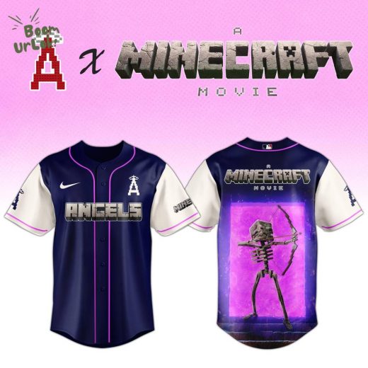Los Angeles Angels MLB x SKELETON A MINECRAFT MOVIE Night Jersey Editions Limited