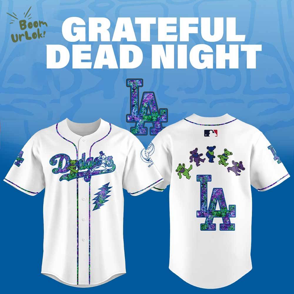 Los Angeles Dodgers Grateful Dead Night Baseball Jersey New Design Los Angeles Dodgers Grateful Dead Night Baseball Jersey New Design