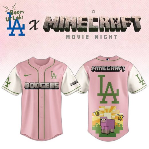Los Angeles Dodgers MLB x A MINECRAFT MOVIE Night Baseball Jersey Pink Editions Limited